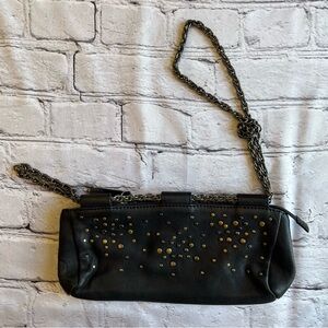 A|X Armani Exchange Leather Studded Clutch Zip Bag Chain Handle Metal Indie Rock